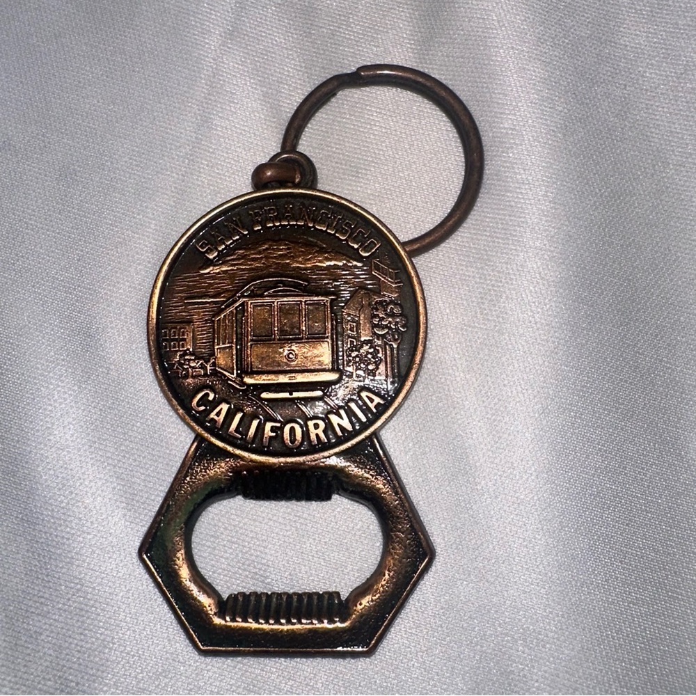 Source Unknown Bronze San Francisco Bottle Opener Keychain